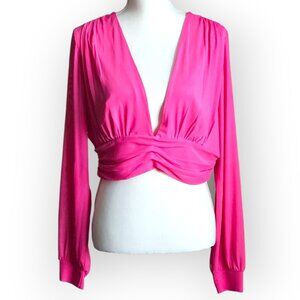 NEW! Sincerely Jules Pink Sheer Crop Top. US Juniors Sizes M, L, XL Available.